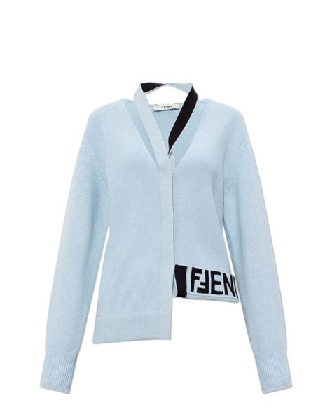 fendi female cardigan with button|Fendi light blue viscose.